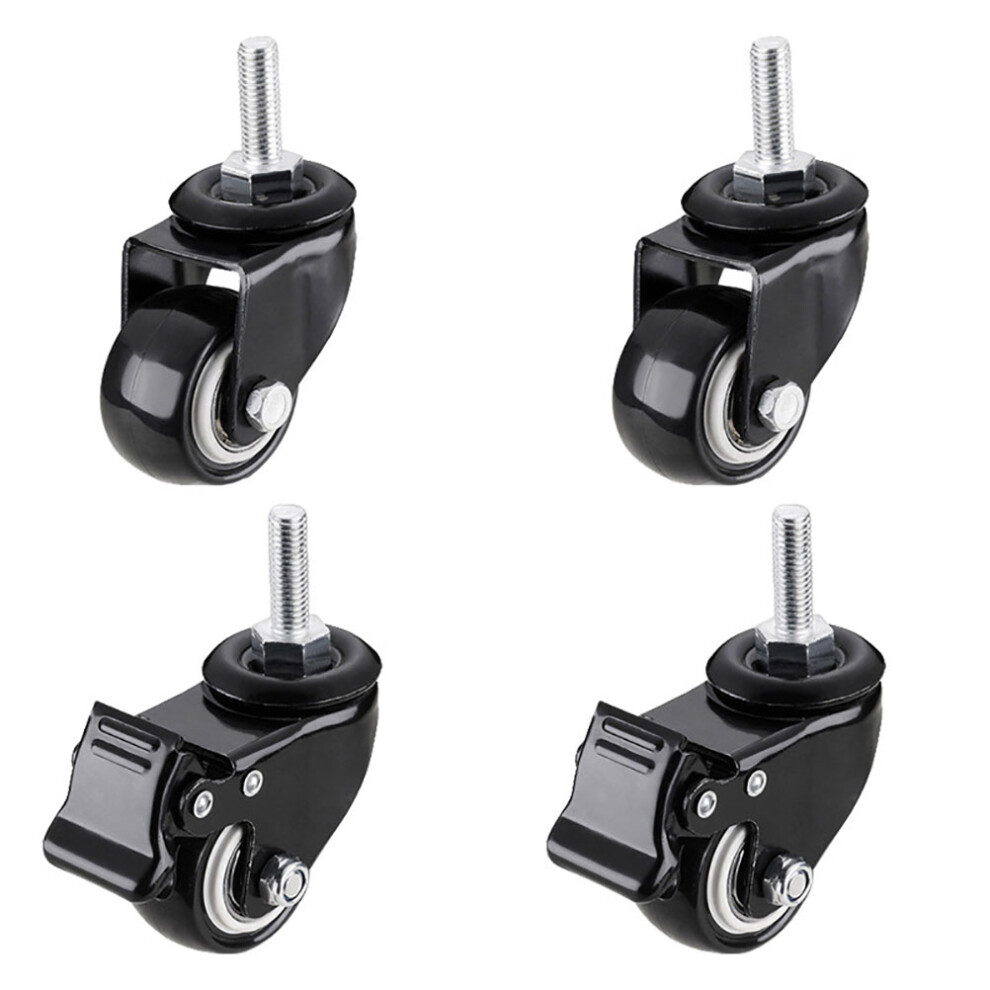 M8threaded Stem Casters Dual Locking Swivel Casters360degree Rotation Floor Safe Polyurethane Heavy Duty Caster Wheels Universal Usage4pcs 9551475286969