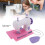 Macchina da cucire giocattolo USB viola 3xAA 15.5x8cm 5