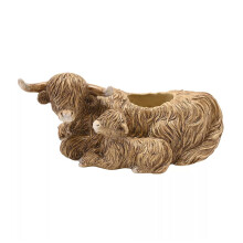 Highland Cow Polystone Tealight Holder 3D Figurine Desk Shelves Ornament Decor