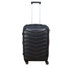 Travel Suitcase 24" Pure Black 85Ltr Expandable Luggage Trolley 360 8-Wheel ABS
