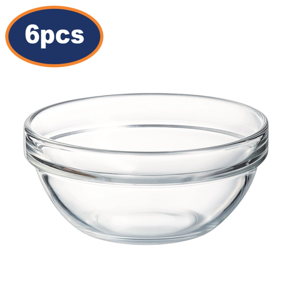 Arcoroc Salad Bowl Tempered Glass 12Cm Clear Stackable Dishwasher Safe 6Pcs