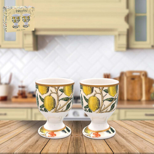 Egg Cups Fine China 2Pcs Egg Holders W. Morris Fruits Design Kitchen Breakfast 1