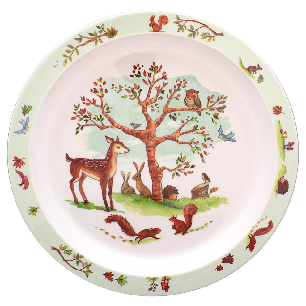 Forest Friends Plate Kids Dinnerware Woodland Animal Deer Squirrel Rabbit Design Lesser & Pavey