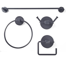 Bathroom Accessory Set Towel Rail Tissue Holder Hand Towel Ring Robe Hook Grey