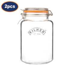 Glass Jar 3L Square Preserving Jar Storage with Airtight Clip Top Container 2pcs