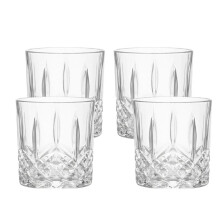 Whiskey Glass Set of 4 Clear Drinking 340ml Faceted Tumblers Dishwasher Safe