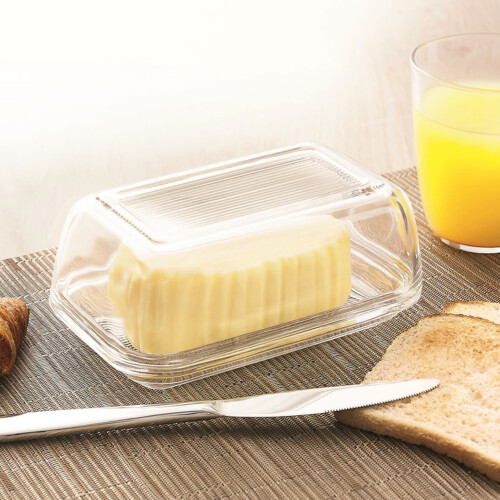 Luminarc Butter Dish With Lid Tempered Glass Clear Serving Storage Container 3Pc 1