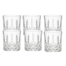 Whiskey Glass Set of 6 Clear Drinking 340ml Faceted Tumblers Dishwasher Safe