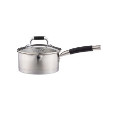 Sauce Pan Stainless Steel Tempered Glass Lid Non Stick Pot Induction Safe 16cm