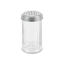 Glass Salt/Pepper Shaker with Stainless Steel Lid Retro Diner Dispenser 300ml