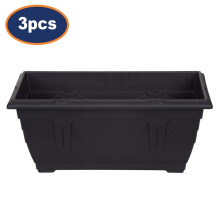 3Pcs 40cm Window Box Planter Plastic Venetian Flower Pot Black Garden Basket