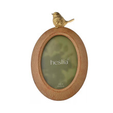 Oval Frame Resin Wood Effect Gold Bird 4" x 6" Picture Photo Frame Home Decor