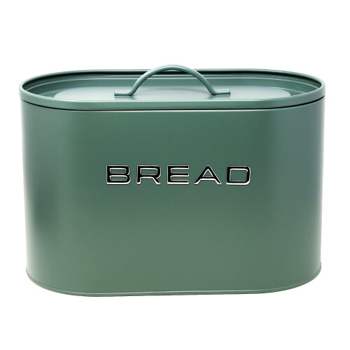 Bread Bin Sage Green Metal Kitchen Countertop Storage Container Airtight Oval