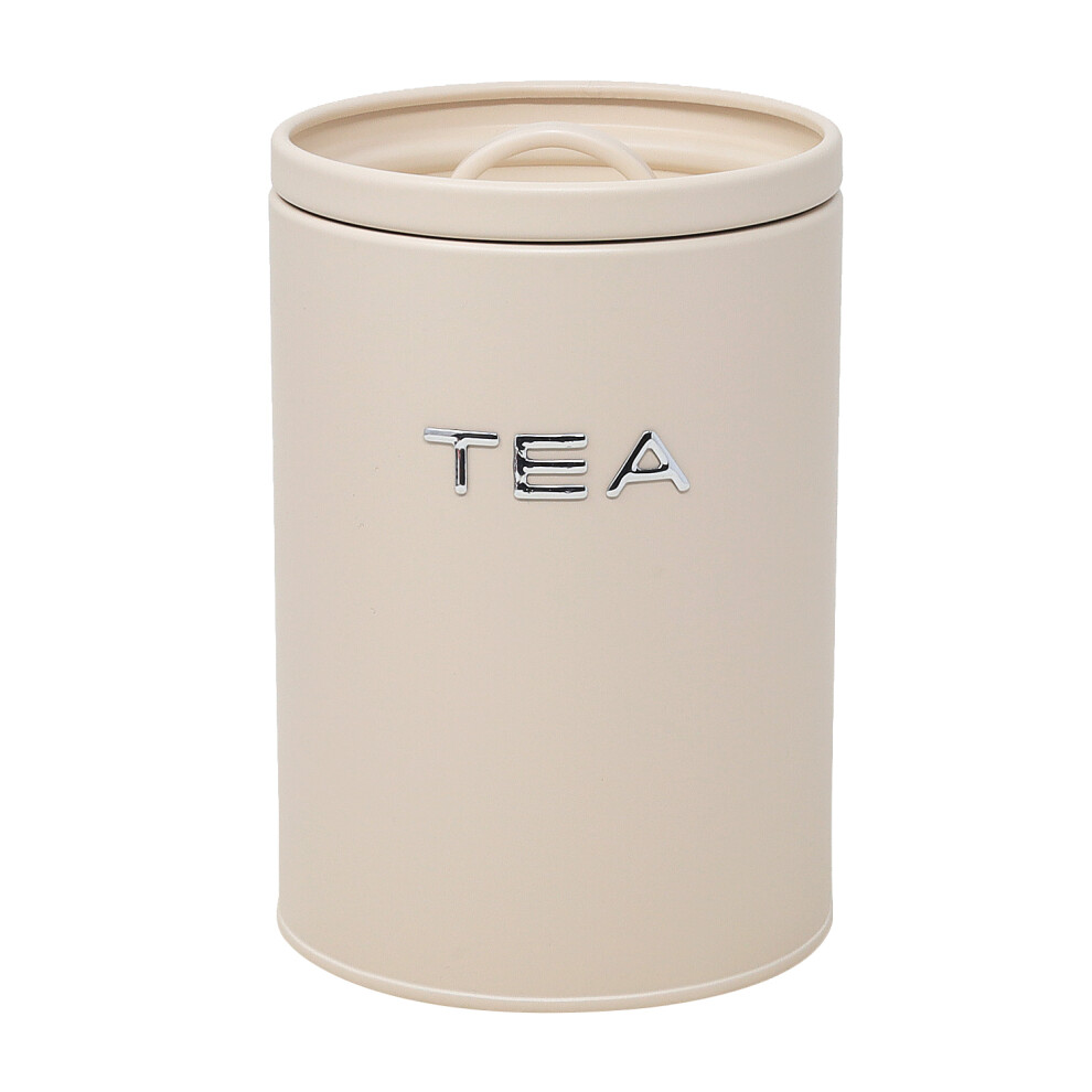 Dunlevy Tea Canister Cream Metal With Airtight Silicone Lid Tea Caddy Kitchen Storage