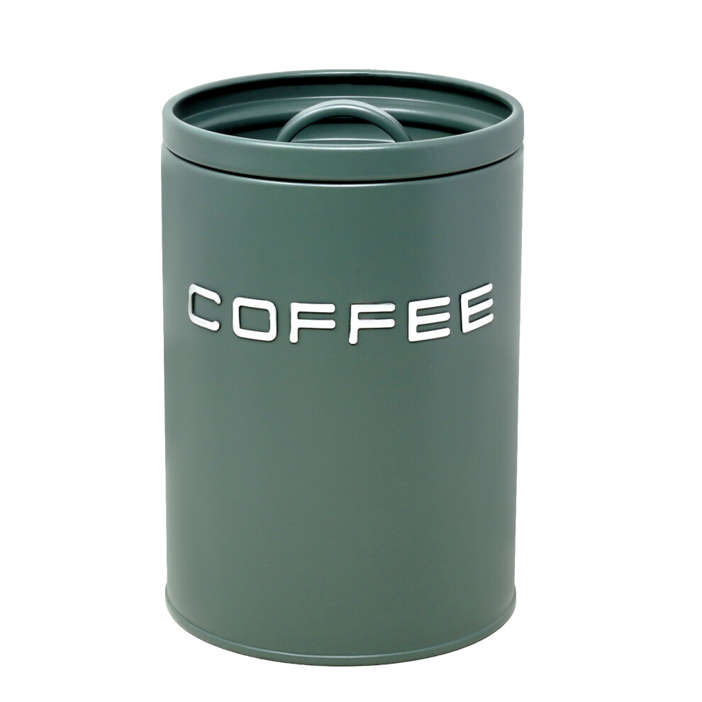 Dunlevy Coffee Canister Sage Green W/ Airtight Silicone Lid Metal Caddy Kitchen Storage
