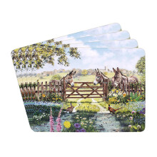 Placemat Set of 4 Donkey Farm McNeil Studios Non Slip Cork Back Table Placemats
