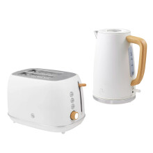 Swan Fjord Kettle & Toaster Set White Matt Wood Effect 1.7L 7 Browning Levels