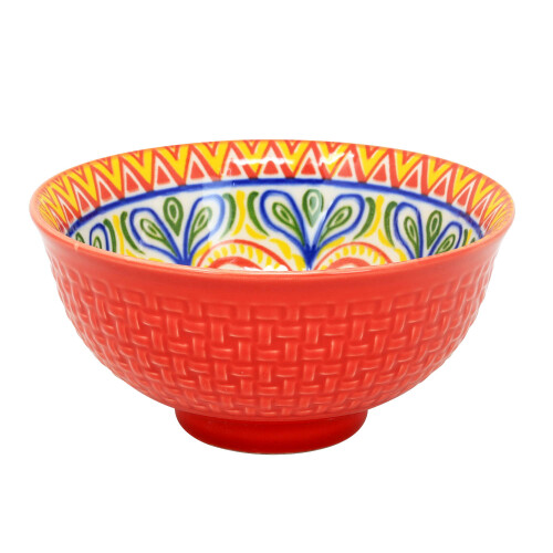 Dessert Bowl Set Stoneware Red Mandala 12cm Snacks Pudding Bowl Decorative 4pcs 1