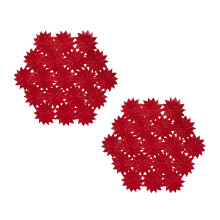 Red Poinsettia Placemats 2Pack Round PVC Christmas Table Decor Heat Resistant