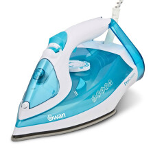 Swan Steam Iron Ceramic Soleplate 330ml Self-Clean Anti-Drip White Aqua 2600W