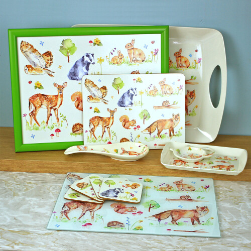 Woodland Wildlife Animals Melamine Spoon Rest Kitchen Tool Tableware Watercolour 1