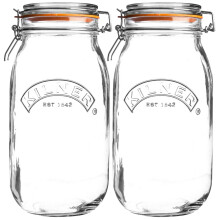 Kilner 2pcs Clip Top Round 3L Glass Food Storage Coffee Flour Holder Kitchenware
