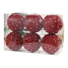 8Cm/6 Piezas Estuche de Bolas de Navidad con Lentejuelas de Diamantes de Perlas Tienda para el Hogar Colgantes para Fiestas NavideñAs DecoracióN