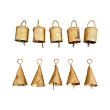 10 Pcs Vintage Hanging Bells Christmas Decorations Bells for Home Decor, Cow Bells Decoration with Rope Style A