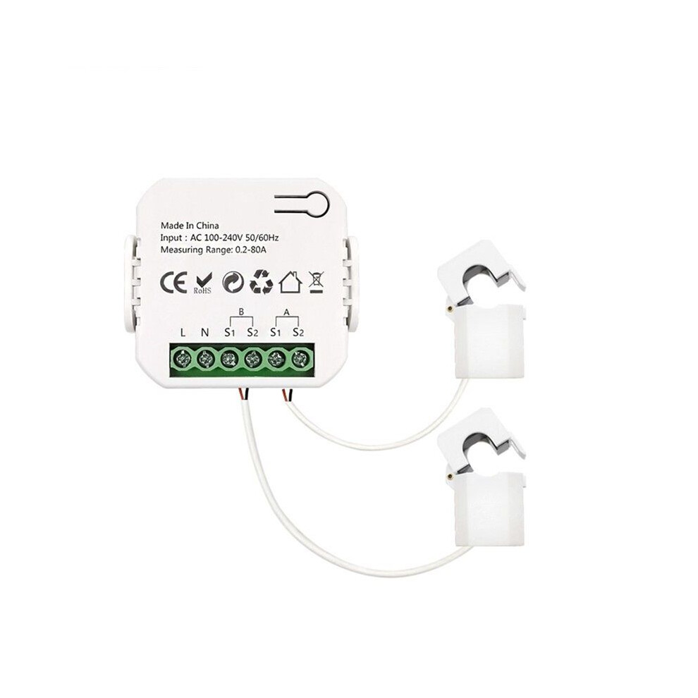 Zigbee Wifi Meter Bidirectional With Clamp Current Sensor Tuya App Monitor Power 80A 240V, 2 Channels 2Ct 4711043817468