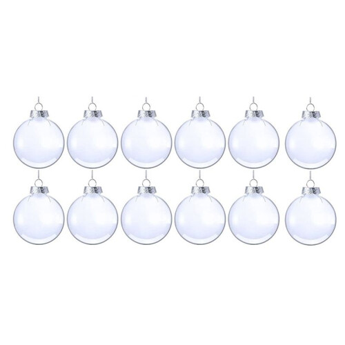 12PCS 60mm Oval Plastic Flat Disk  Ornaments DIY Paintable Empty Transparent Disc Globes Ornament