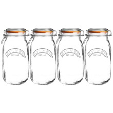 Kilner 4pcs Clip Top Round 3L Glass Food Storage Coffee Flour Holder Kitchenware