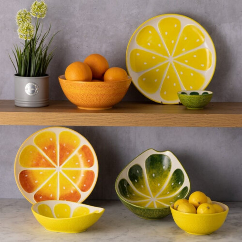 Typhoon Dinner Plate Ceramic Yellow Lemon Platter 28cm Round Serving Plate Dish Crockery 2