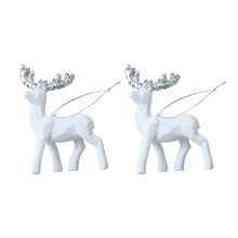 2 Ciondolo di Natale Bianco Albero di Natale Ornamenti Decorativi A Forma di Cervo Bianco