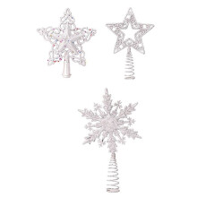 Árbol de Navidad Estrellas Brillantes Adornos de Copos de Nieve para Árbol de Navidad Decoración Navideña para el Hogar Plata