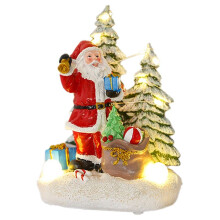 Luminous Christmas Music Rotating Santa Claus Tree Christmas Ornaments Resin Crafts Christmas Home Decoration A