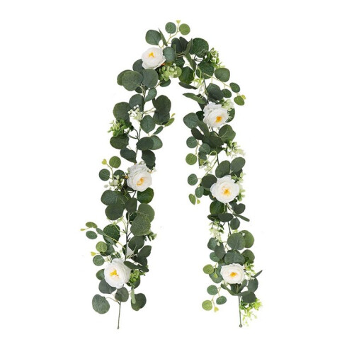 Eucalyptus Garland and Flower Hanging Artificial Eucalyptus Leaf Greenery for Wedding Backdrop Arch