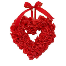 Floral Garland Dangling Valentines Day Decoration 40cm Beautiful Red Flower Garland with Bowtie Decoration for Entrance
