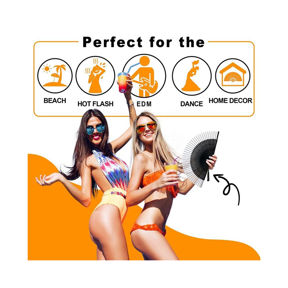 Hand Fan for Women Foldable - Folding Vintage Bamboo Silk Fan - Perfect for EDM, Festivals, Dancing