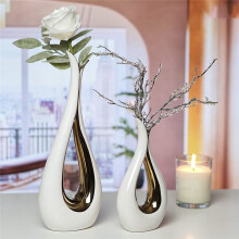 White Ceramic Decorative Vases, Set of 2,Nordic, Modern, Minimalist Design,for Home Decor, Bedroom, Weddings, Restaurant