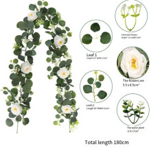 Eucalyptus Guirlande en Bloemen Hangende Kunstmatige Eucalyptus Bladgroen voor Bruiloft Achtergrond Boog