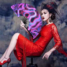 Raves Folding Hand Fan for Women/Men Handheld Fan,for Performance,Decorations, Dance,Festival Party