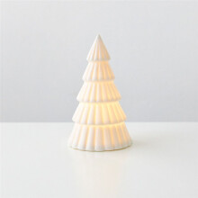 Árbol de Navidad de Cerámica con Luz, Decoración Iluminada de Porcelana Vintage para las Fiestas C