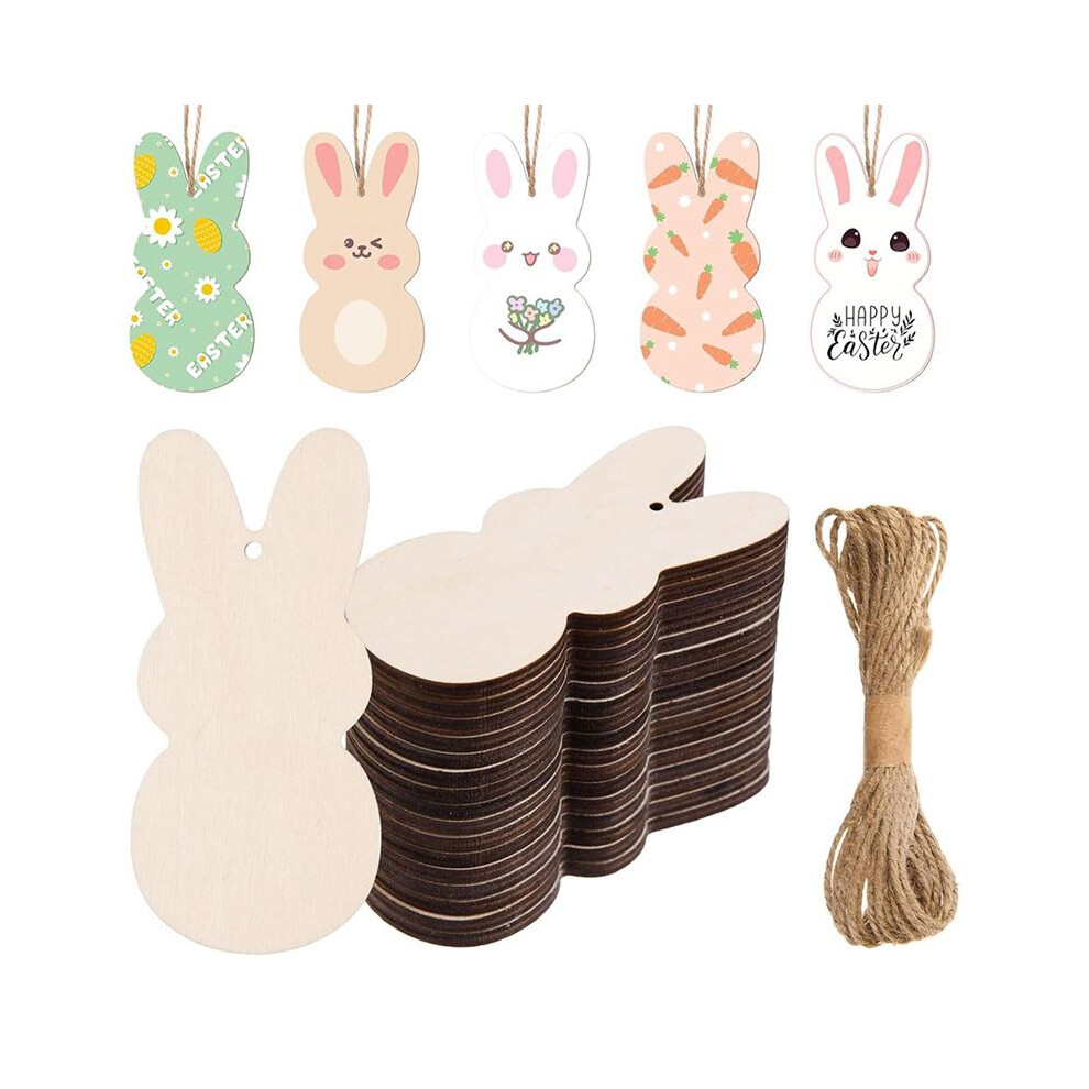 60 Pcs Unfinished Easter Bunny Wooden Ornaments Wooden Peep Bunny Cutouts To Paint Blank Wood-Rabbit Slices 4711483398527