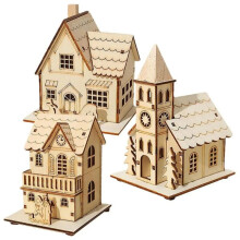 Glowing LogCabin Snow House Xmas Tree Home Desktop Decor DIY Gifts Sets Window Ornaments Crafts