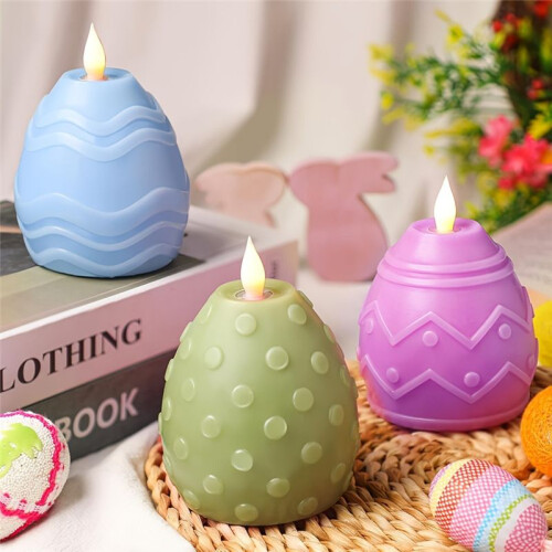 Easter Eggs Three-Piece Easter Decoration Flameless LED Candle Lights 2