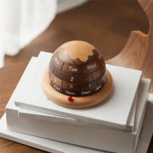 Walnut Wood Calendar Rotatable Wooden Planet Desk Calendar with Heavy Duty Base for Home Office Bedroom Date Week