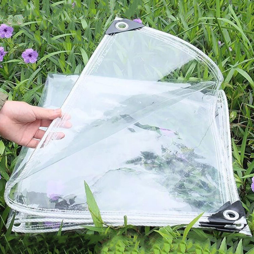 Clear Waterproof Tarpaulin Heavy Duty Transparent Pvc Tarp With Eyelets For Outdoor Patio Garden 9.5Ft X 9.8Ft 9073542202615