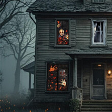 2Pack Halloween Window Decorations Horror Skull Poster Indoor and Outdoor Party Decoration (Terrifying Skull)