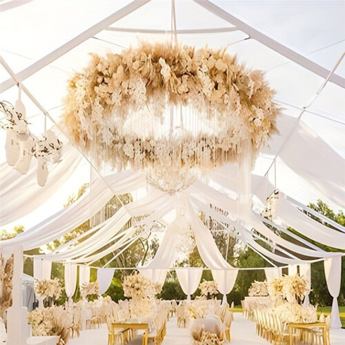 Tecido para Cortinas de Arco de Casamento 29,5 Polegadas X 26,25 Pés Cortinas Transparentes Brancas para Cerimônia de Casamento 1