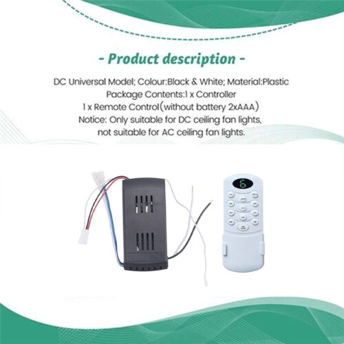 Ceiling Fan Remote Control Kit 40W 6-Speed Replacement Remote & Receiver for  Ceiling Fans & Lights 1